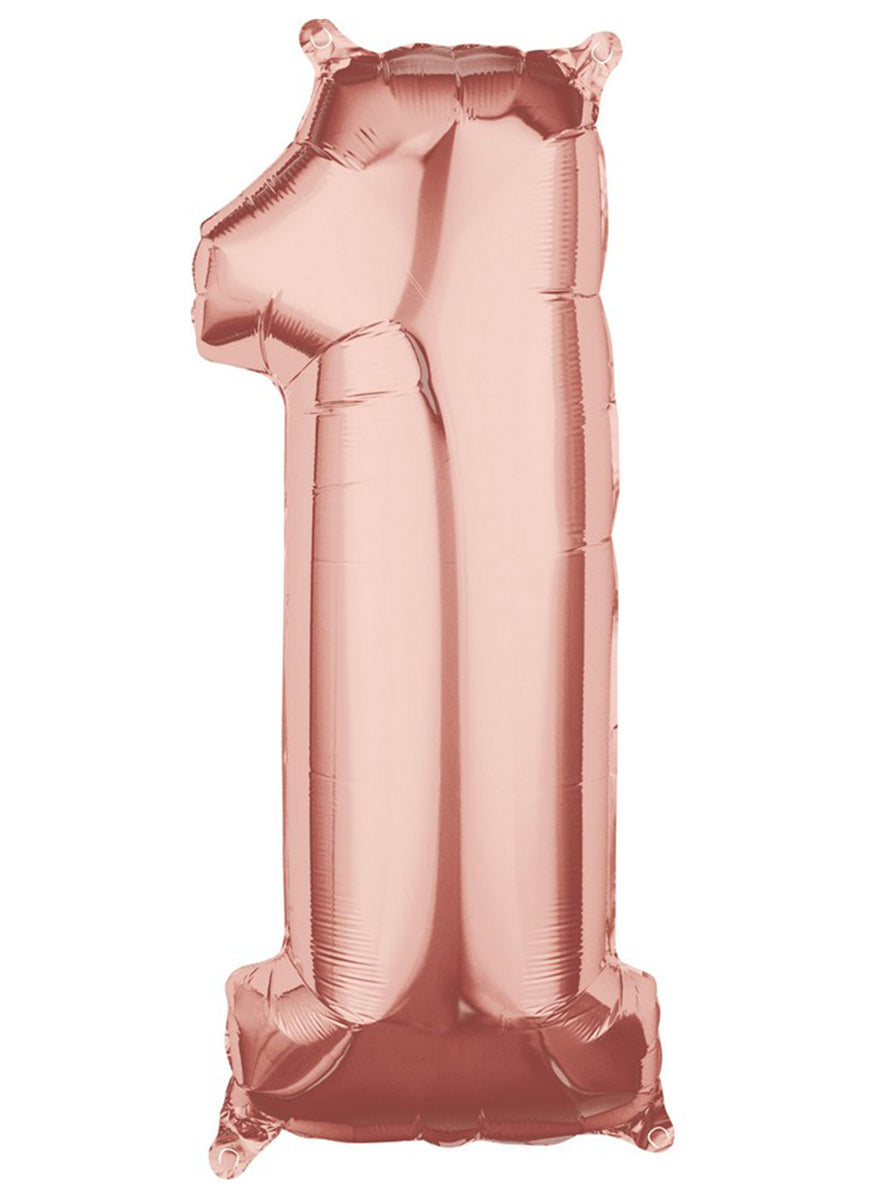 66cm Self Sealing Rose Gold Foil Number 1 Balloon - Main Image