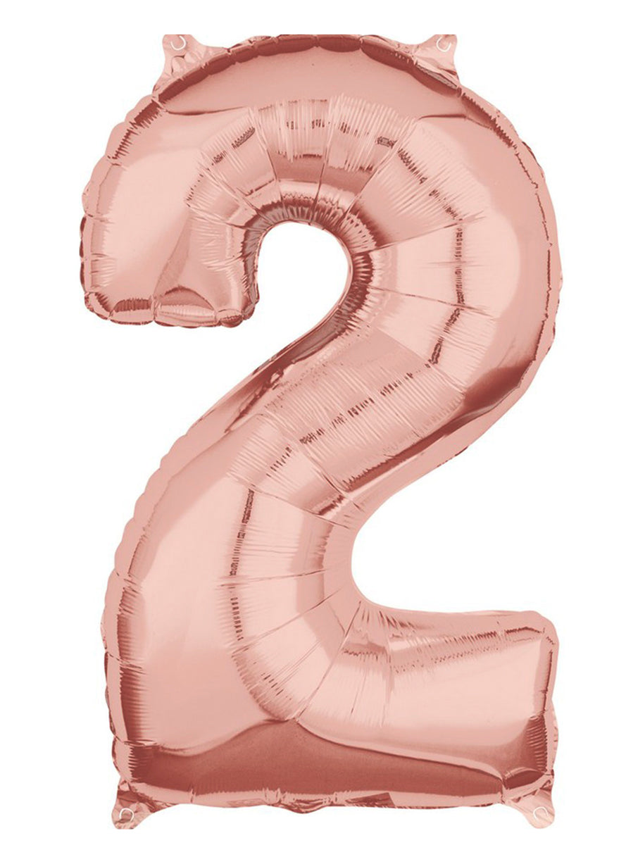 66cm Self Sealing Rose Gold Foil Number 2 Balloon - Main Image
