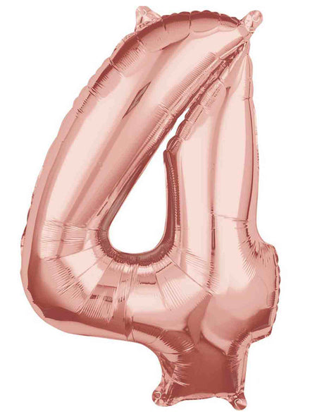 66cm Self Sealing Rose Gold Foil Number 4 Balloon - Main Image