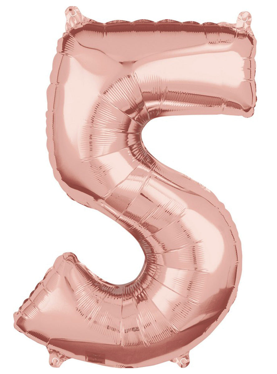 66cm Self Sealing Rose Gold Foil Number 5 Balloon - Main Image