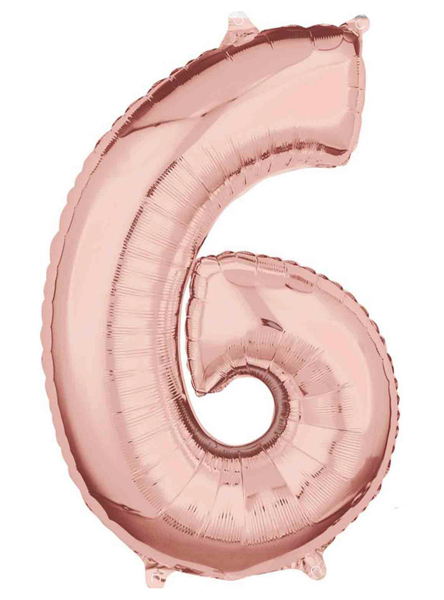 66cm Self Sealing Rose Gold Foil Number 6 Balloon - Main Image