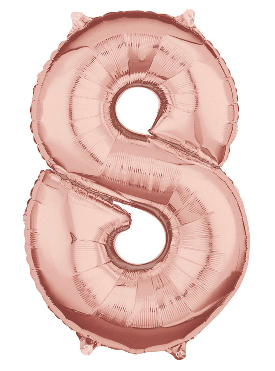 66cm Self Sealing Rose Gold Foil Number 8 Balloon - Main Image