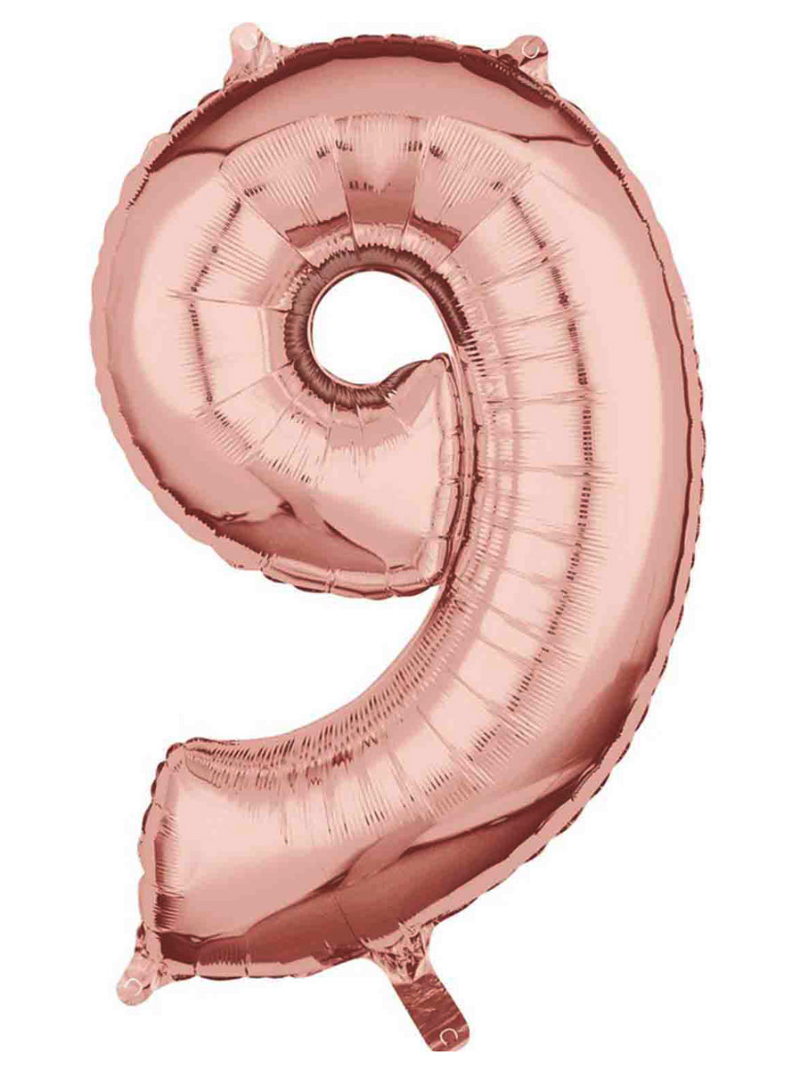 66cm Self Sealing Rose Gold Foil Number 9 Balloon - Main Image