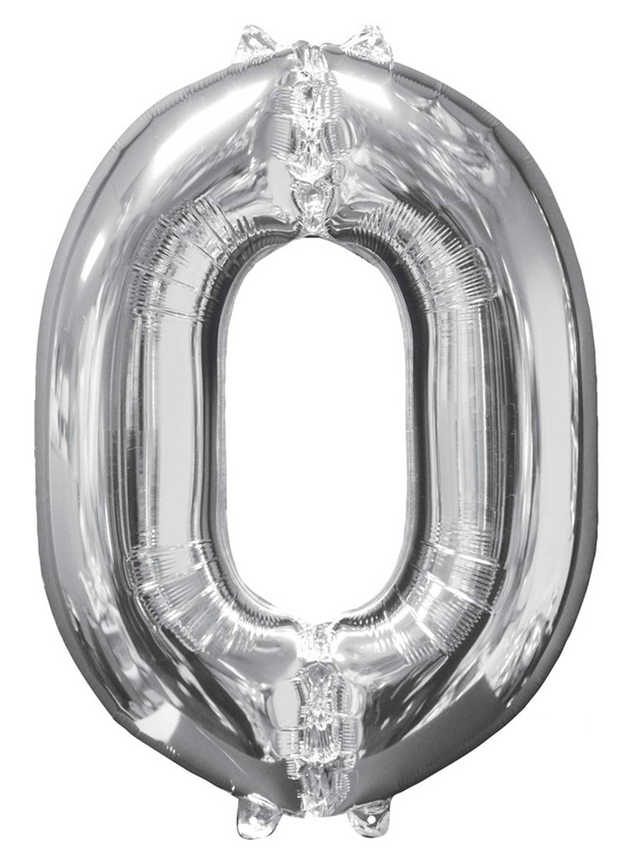 66cm Self Sealing Silver Foil Number 0 Balloon - Main Image