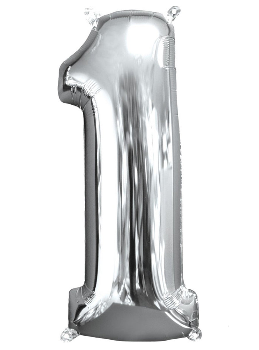 66cm Self Sealing Silver Foil Number 1 Balloon - Main Image
