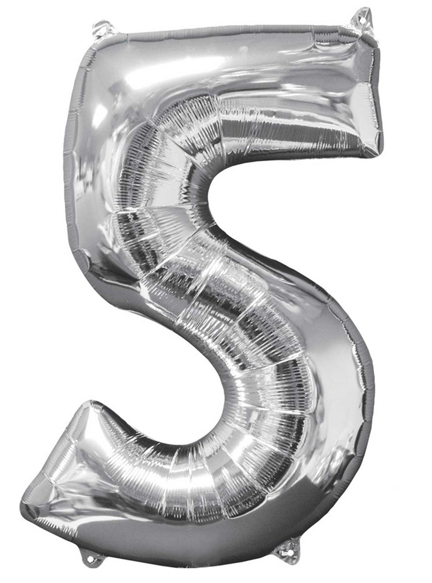 66cm Self Sealing Silver Foil Number 5 Balloon - Main Image