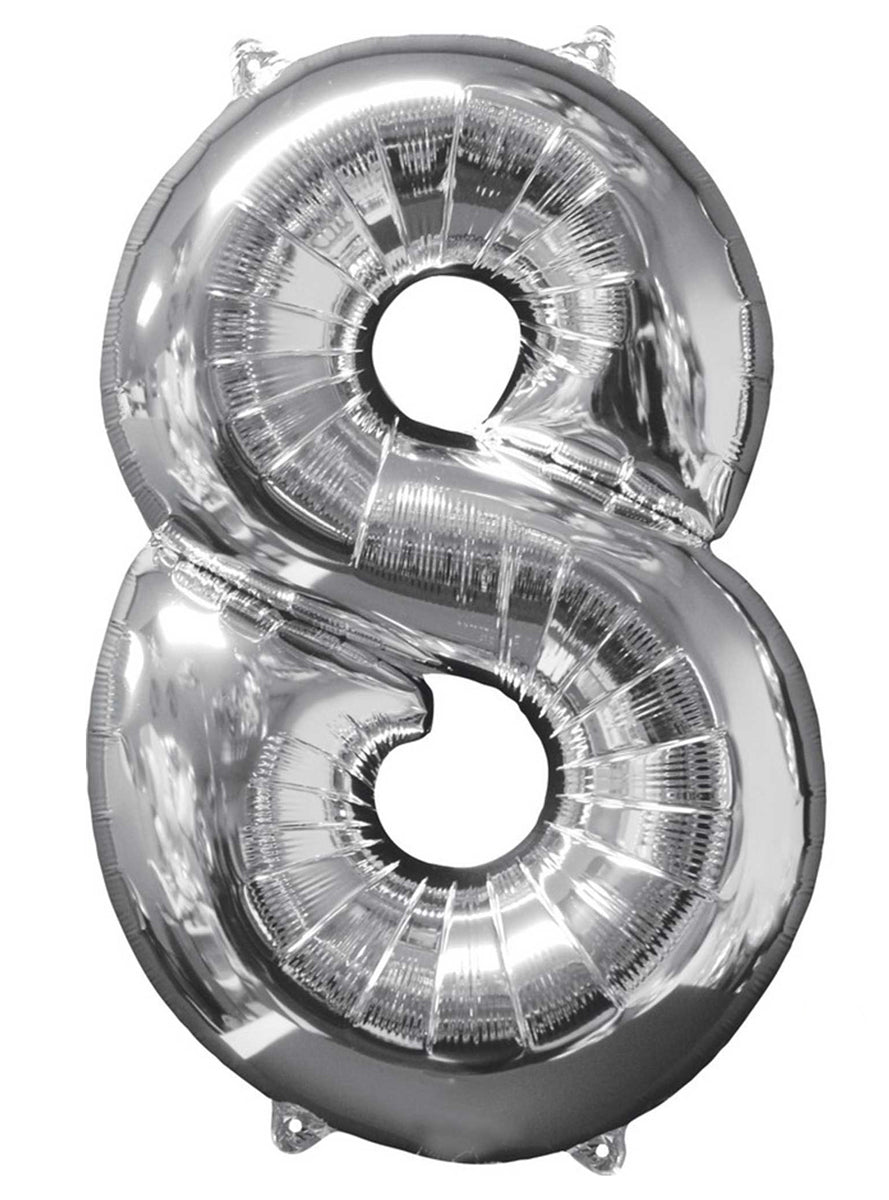 66cm Self Sealing Silver Foil Number 8 Balloon - Main Image
