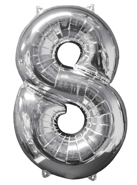 66cm Self Sealing Silver Foil Number 8 Balloon - Main Image