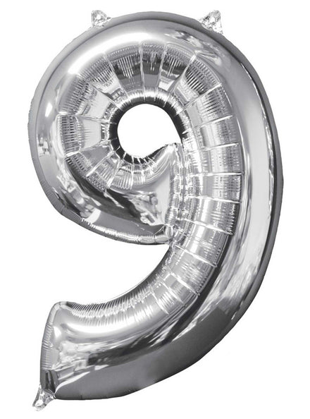66cm Self Sealing Silver Foil Number 9 Balloon - Main Image