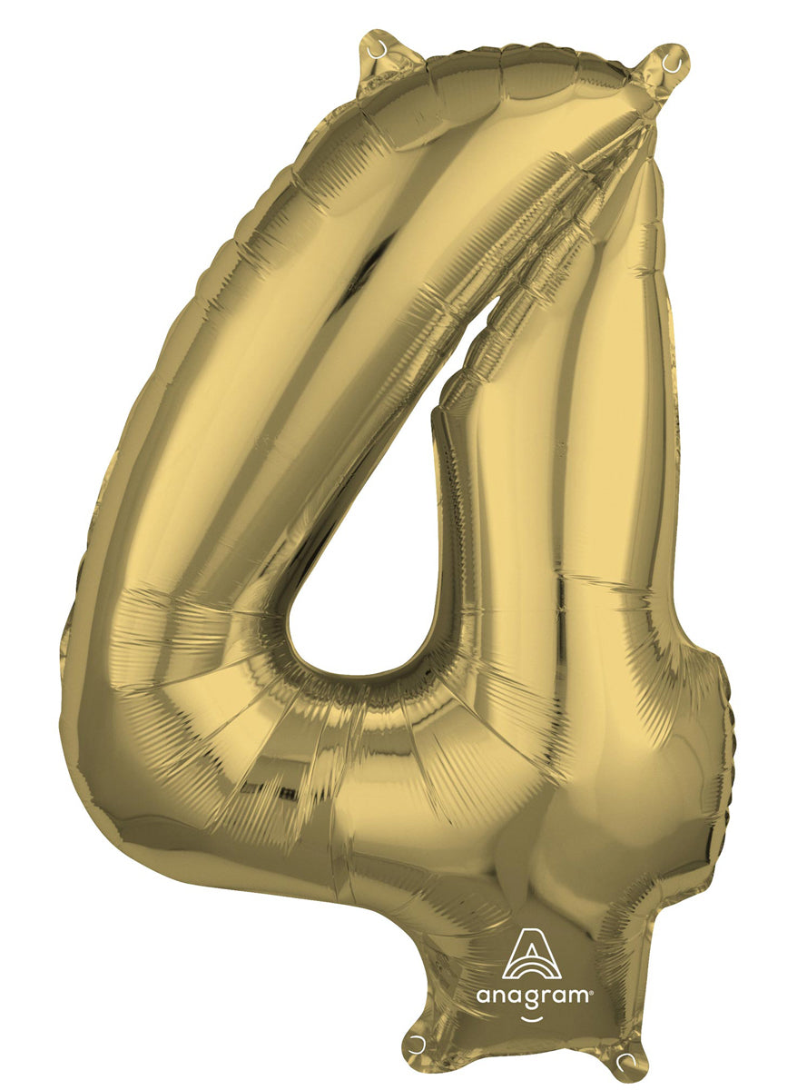 66cm Self Sealing White Gold Foil Number 4 Balloon - Main Image