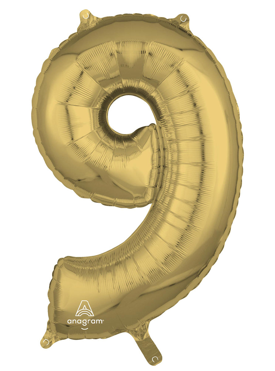 66cm Self Sealing White Gold Foil Number 9 Balloon - Main Image