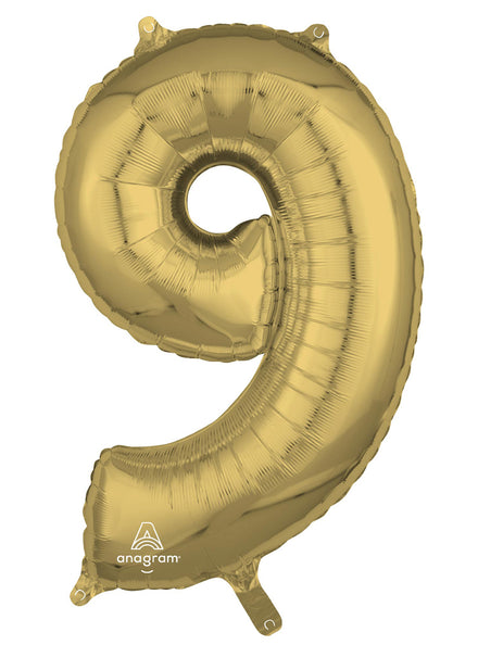 66cm Self Sealing White Gold Foil Number 9 Balloon - Main Image