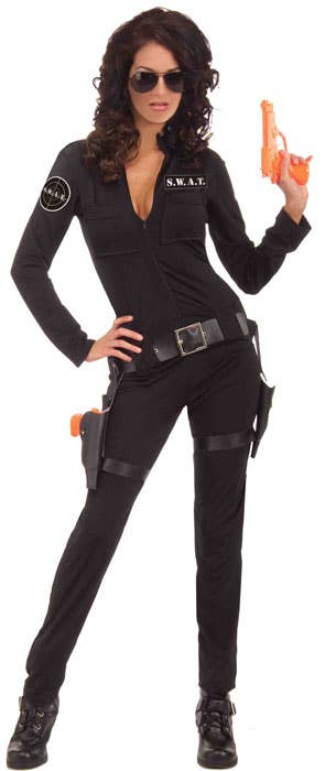 Sexy Black SWAT Police Uniform Women's Costume - Main Image