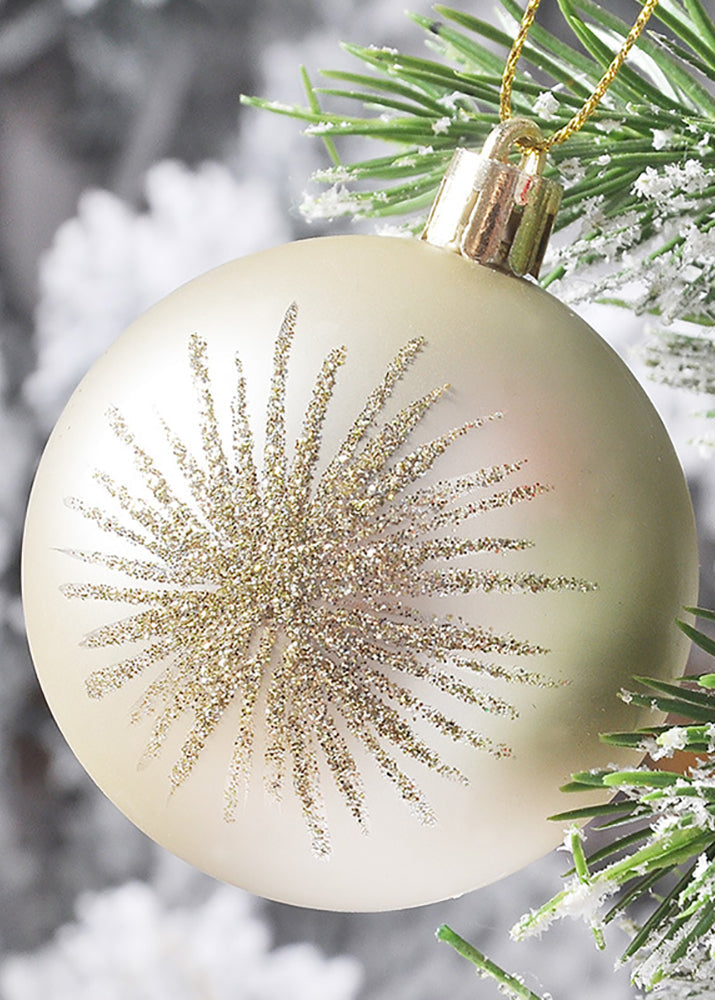 Champagne White and Gold Christmas Tree Baubles in a Pack of 70 - Alternate Image 3