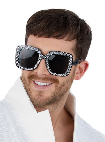 Adults Jeweled 70s Disco Costume Sunglasses - Main Image