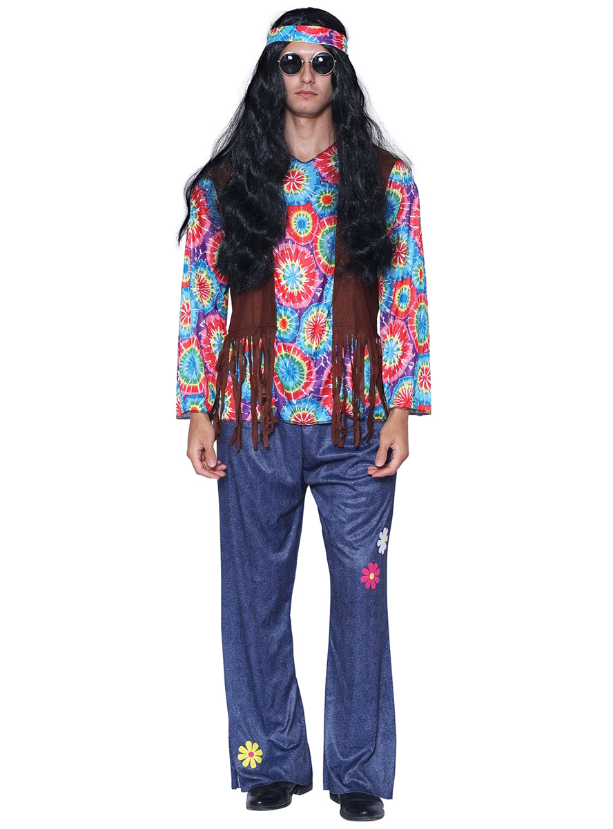 1970s Tie Dye Hippie Mens Costume - Front Image