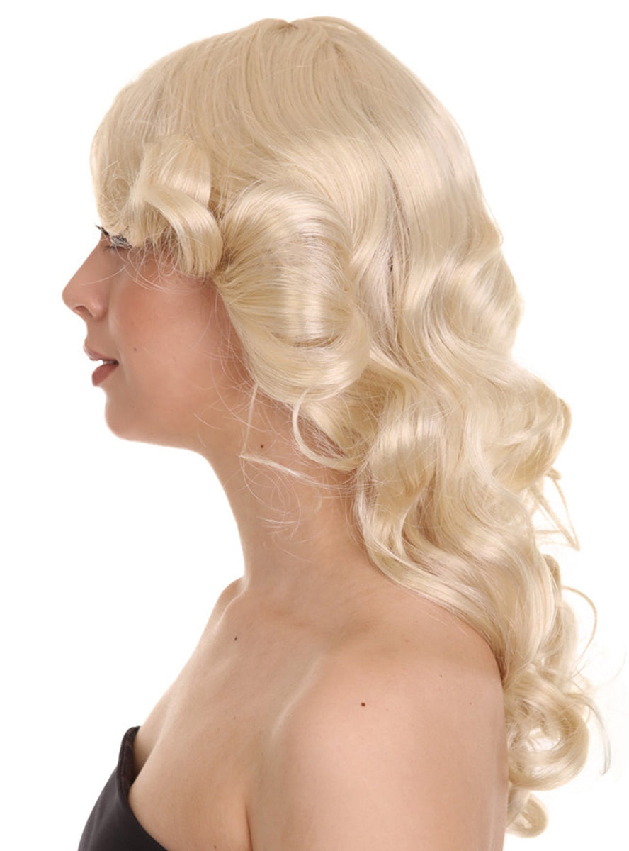 70s Angel Womens Blonde Flicked Retro Wig - Side Image 2