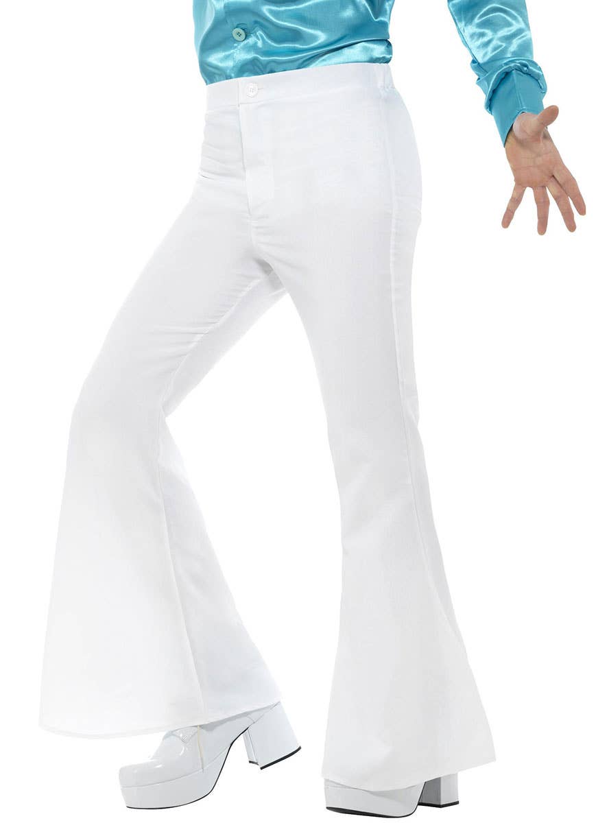 70s White Disco Flares Men's Costume Pants