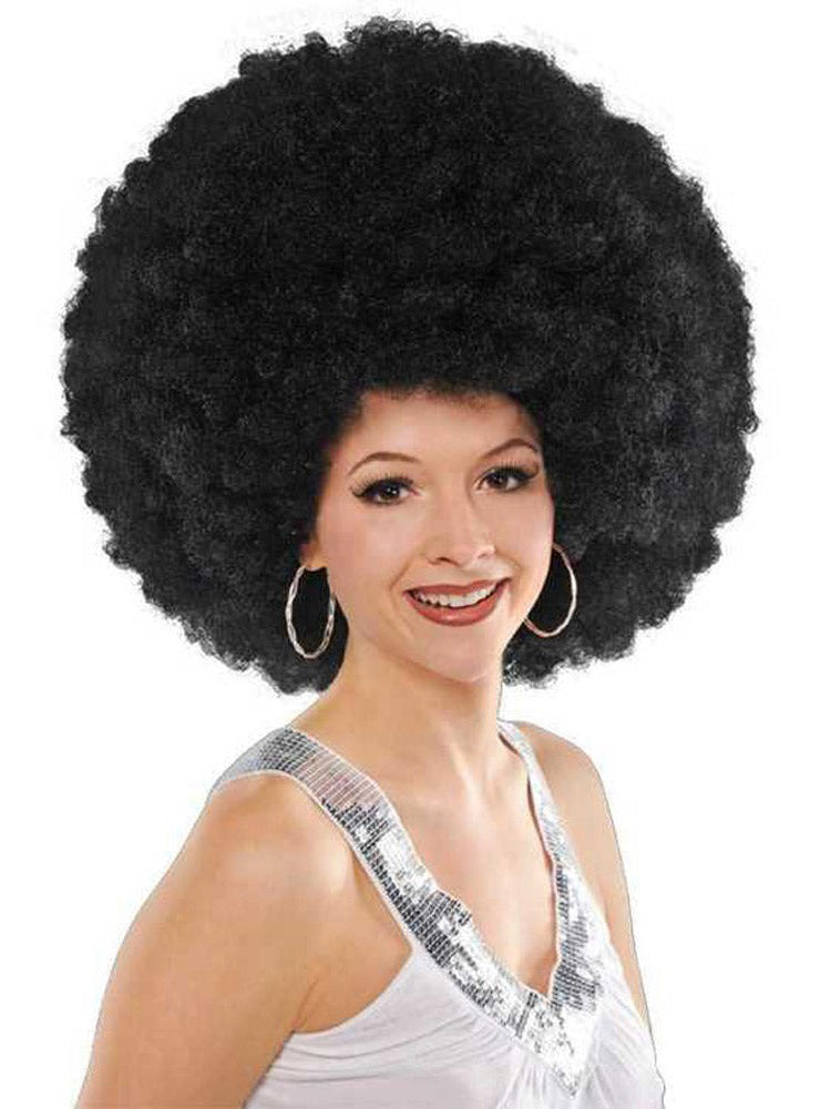 Giant Womens Black 1970s Afro Wig - Main Image
