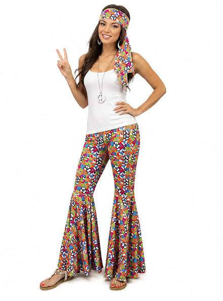 70s Flower Power Bell Bottom Pants And Matching Headband