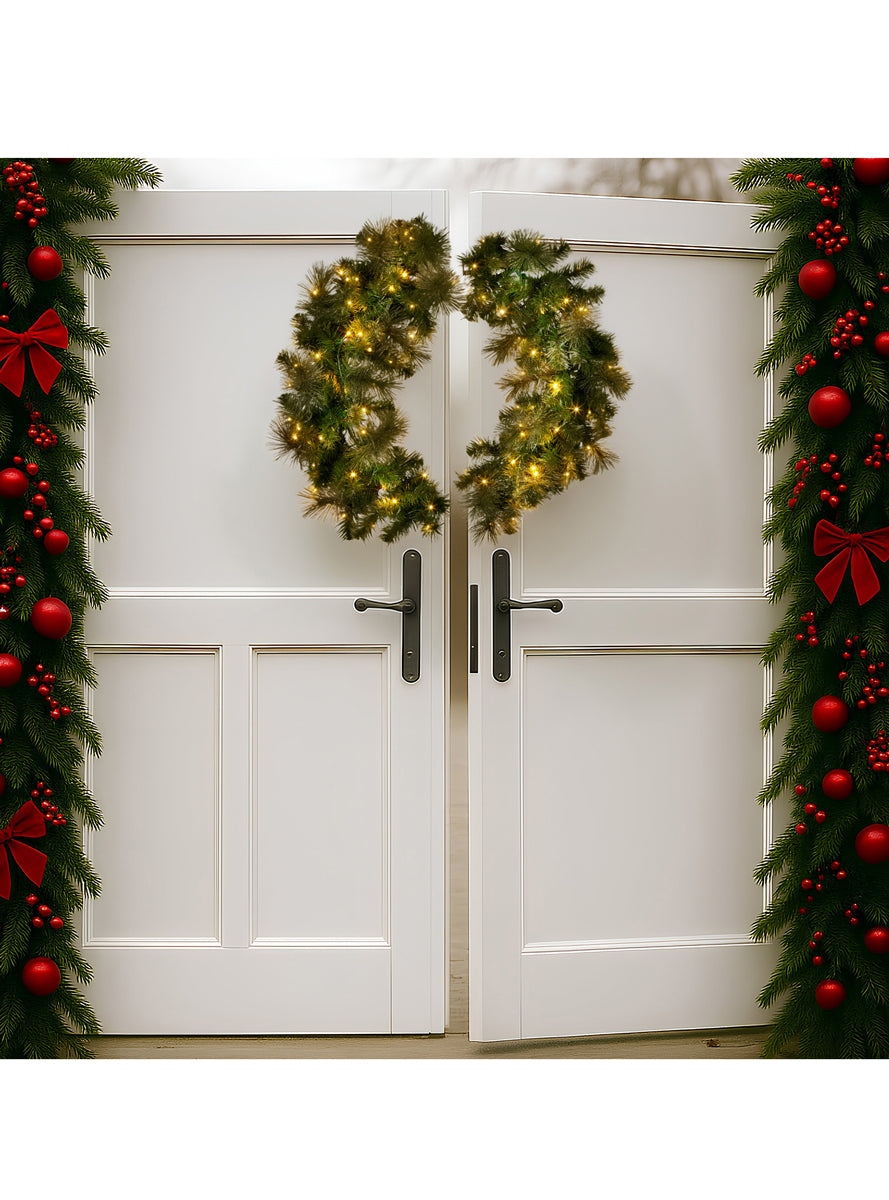 Green Split Christmas Wreath Decoration 76cm - Alternate Image 4