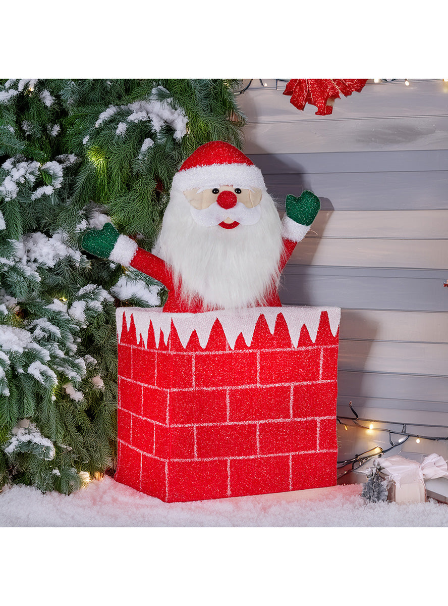 Light Up Christabelle Animated Santa in Chimney Christmas Decoration 76cm - Alternate Lifestyle Image