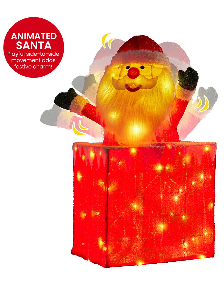 Light Up Christabelle Animated Santa in Chimney Christmas Decoration 76cm - Animated Details Image