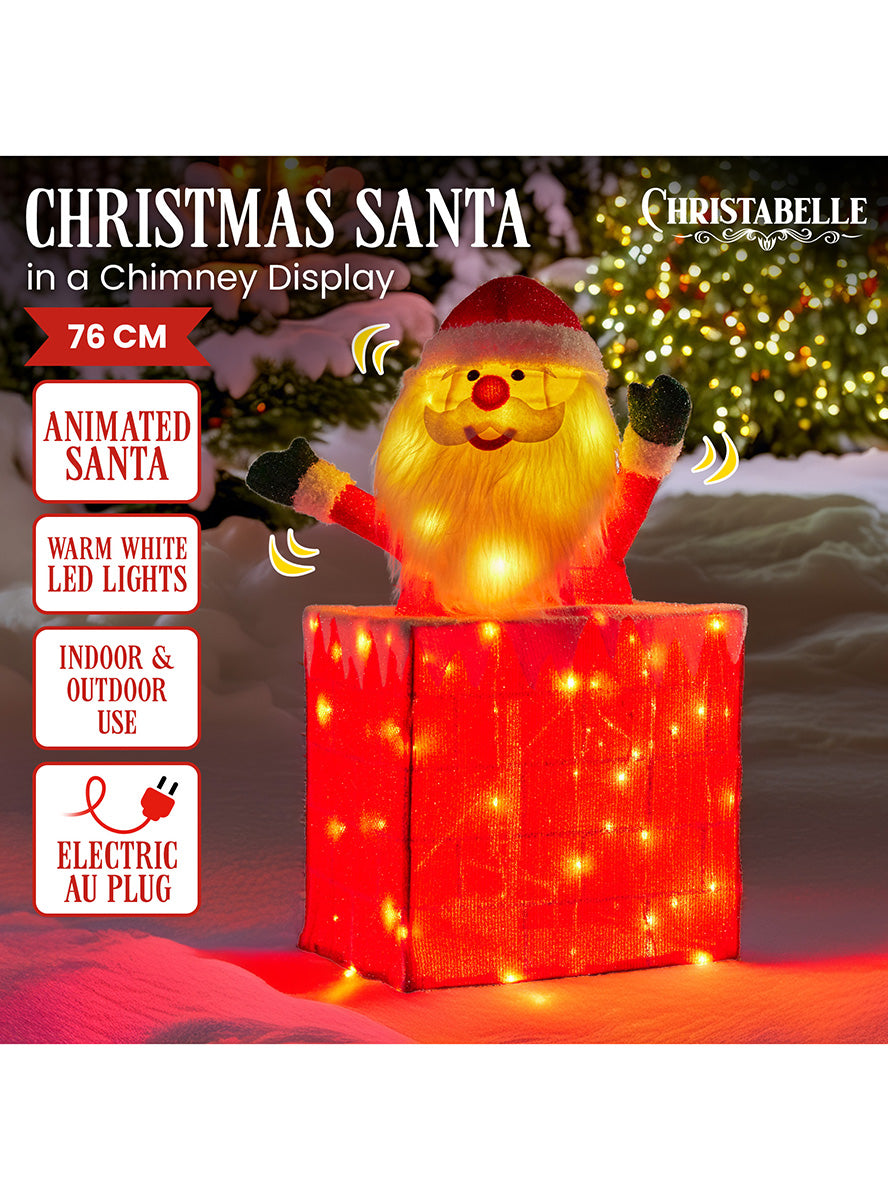 Light Up Christabelle Animated Santa in Chimney Christmas Decoration 76cm - Details Image