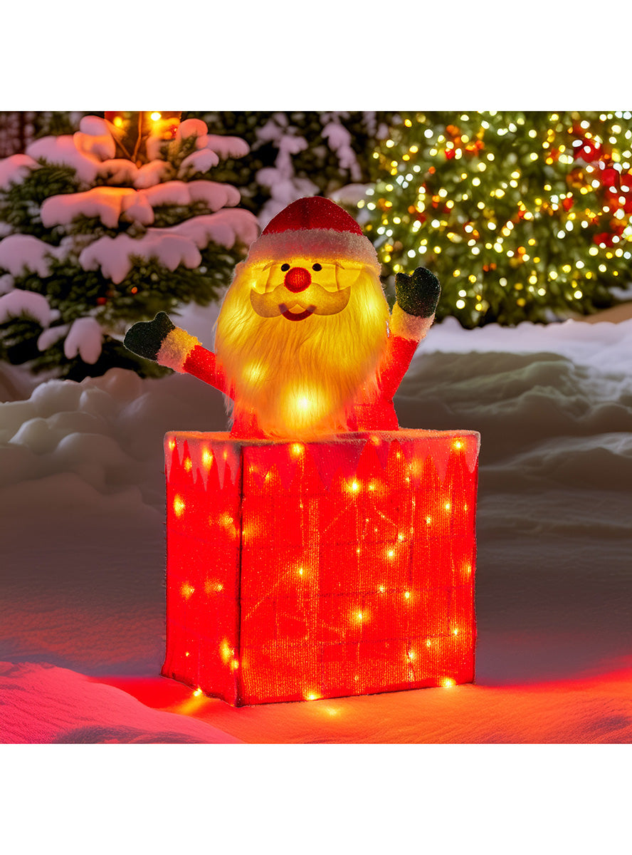 Light Up Christabelle Animated Santa in Chimney Christmas Decoration 76cm - Light Up Lifestyle Image