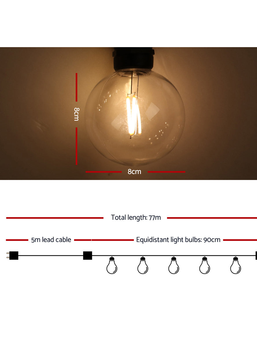Warm White Festoon String Lights Decoration 77 Metre - Dimensions Image