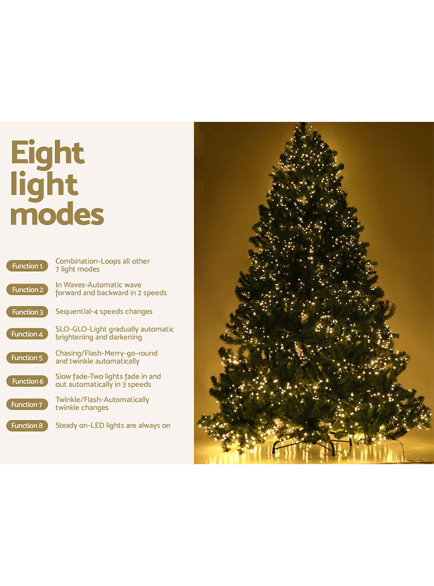 8 Light Mode 3000 LED Jingle Jollys Light Up Christmas Tree Decoration - Light Modes Image