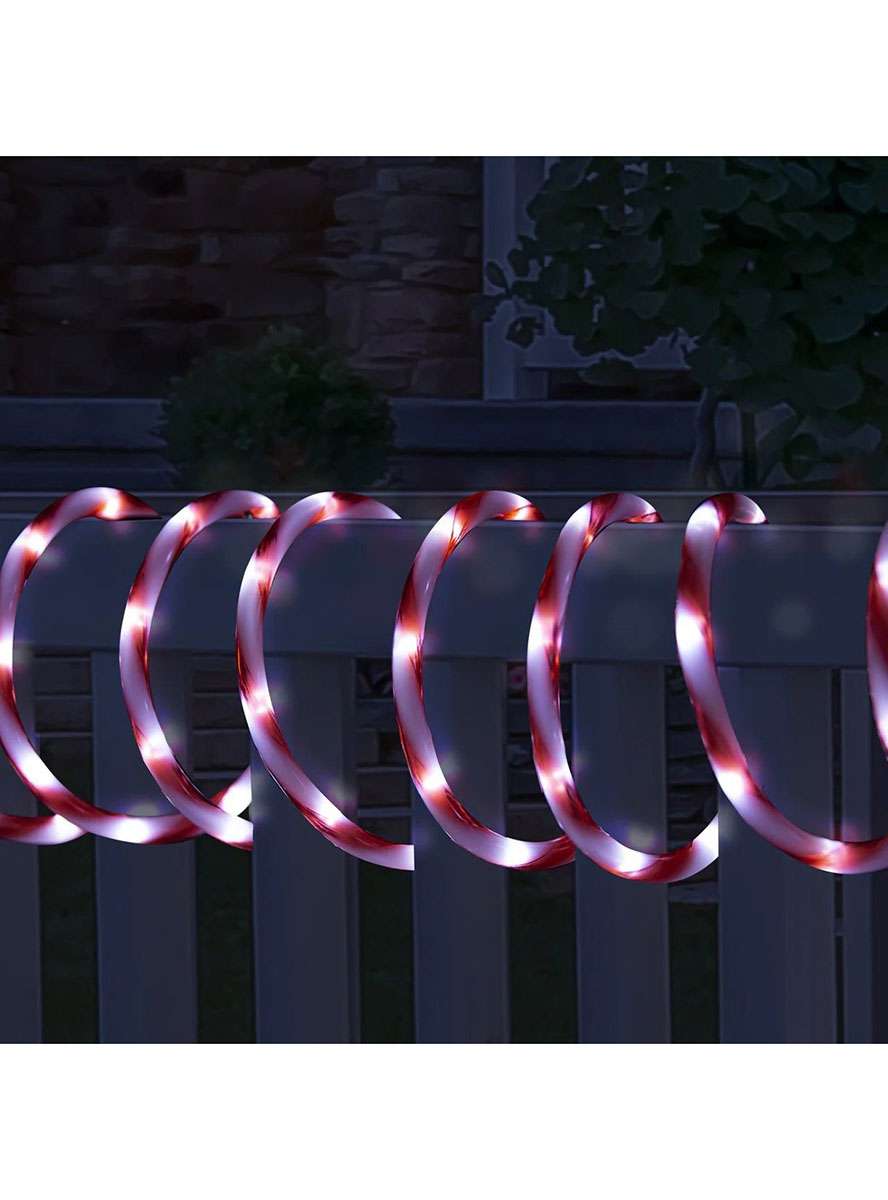Candy Cane 8 Metre Striped Flashing Tube Light Christmas Decoration - Alternate Image