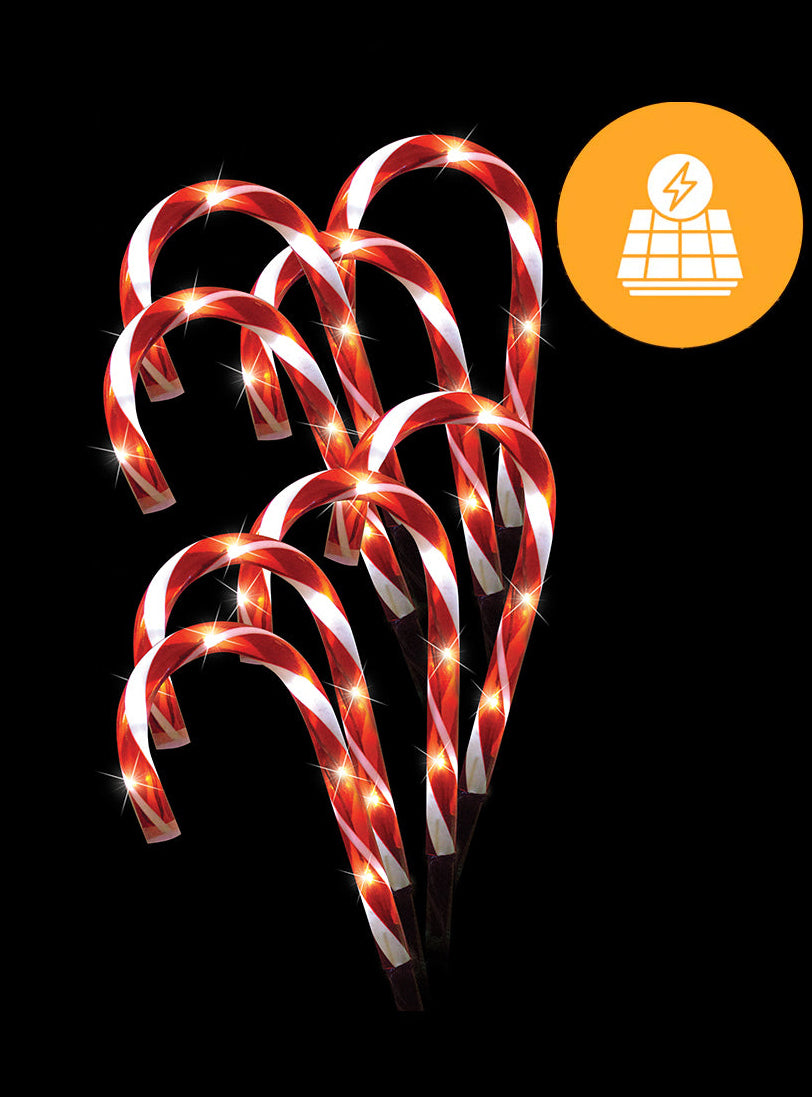 Solar Powered Candy Cane Path Garden Lights 8 Pack - Main Image