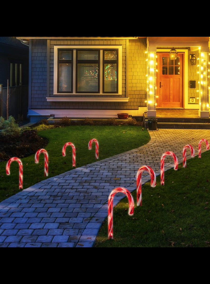 Solar Powered Candy Cane Path Garden Lights 8 Pack - Alternate Image