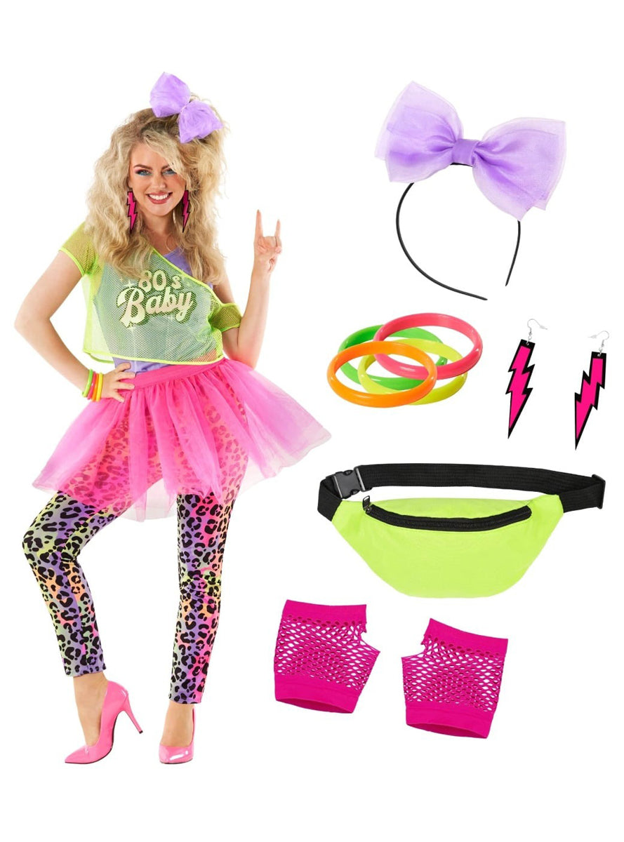 80s Baby Womens Neon Tutu Costume - Details Image