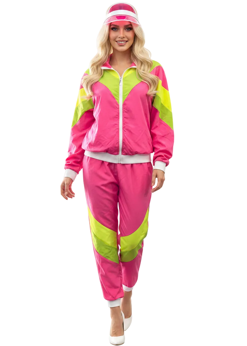 1980s Womens hot pink costume shell suit costume - main image