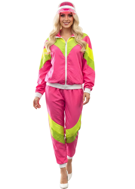 1980s Womens hot pink costume shell suit costume - main image