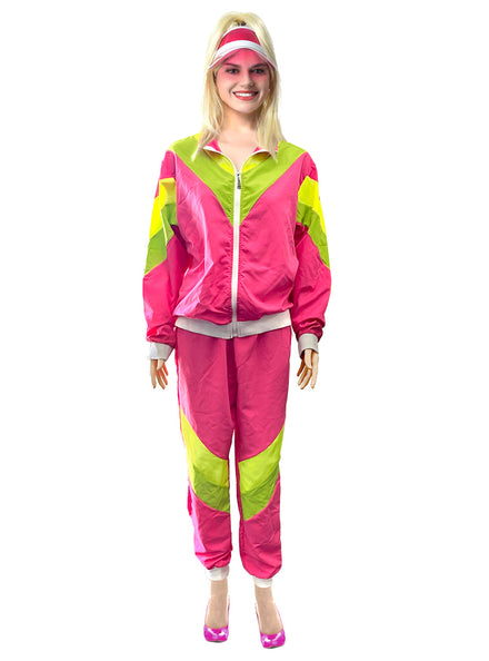 80s Hot Pink Shell Suit Womens Costume | 80s Tracksuit For Women