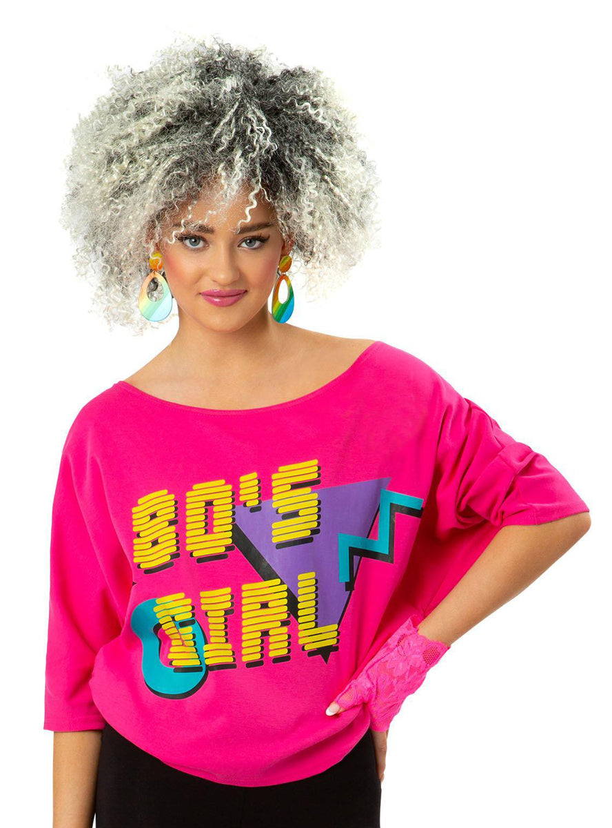Womens 80s girl 1980s costume shirt - Main image