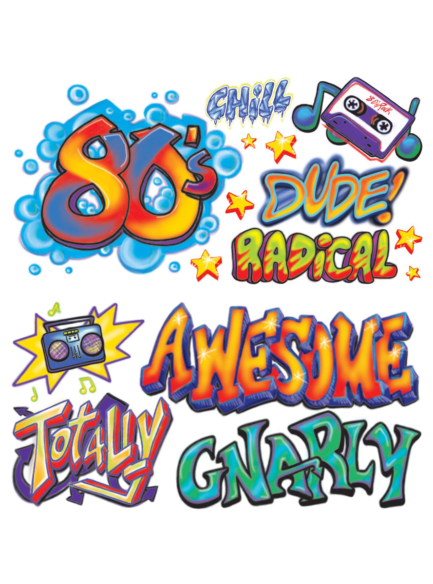 80s Graffiti Cut Out Decorations - Main Image
