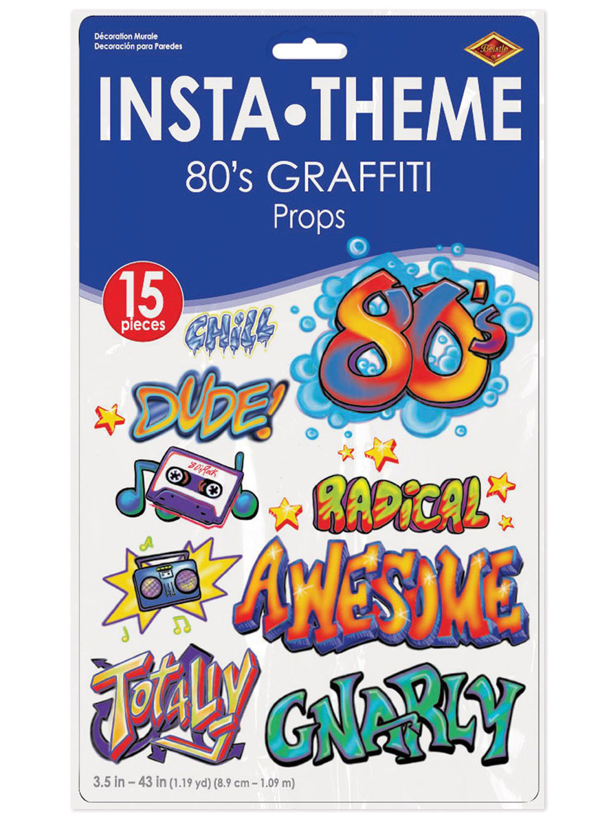 80s Graffiti Cut Out Decorations - Packaging Image