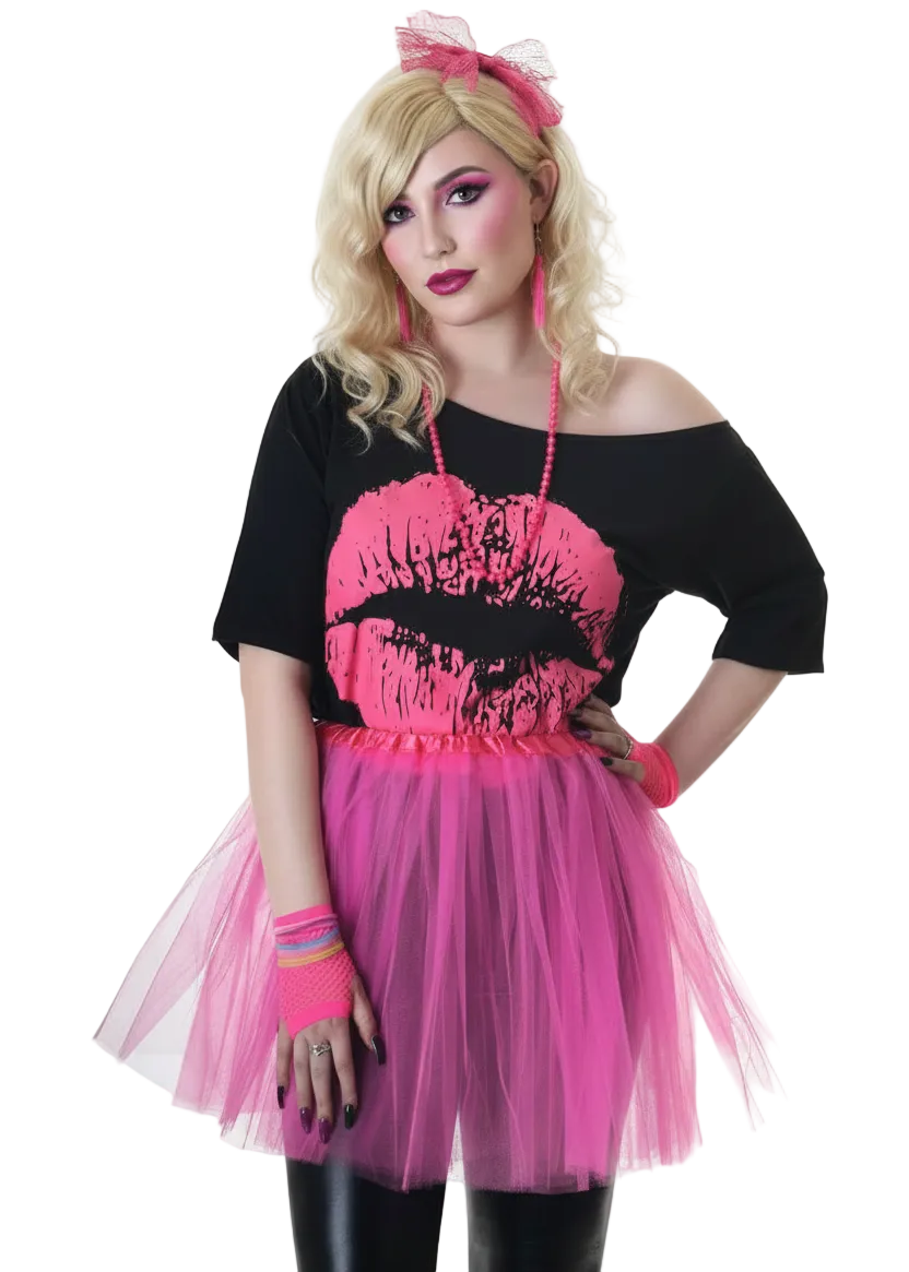 Hot Pink Womens 80s Costume Tutu - Main Image