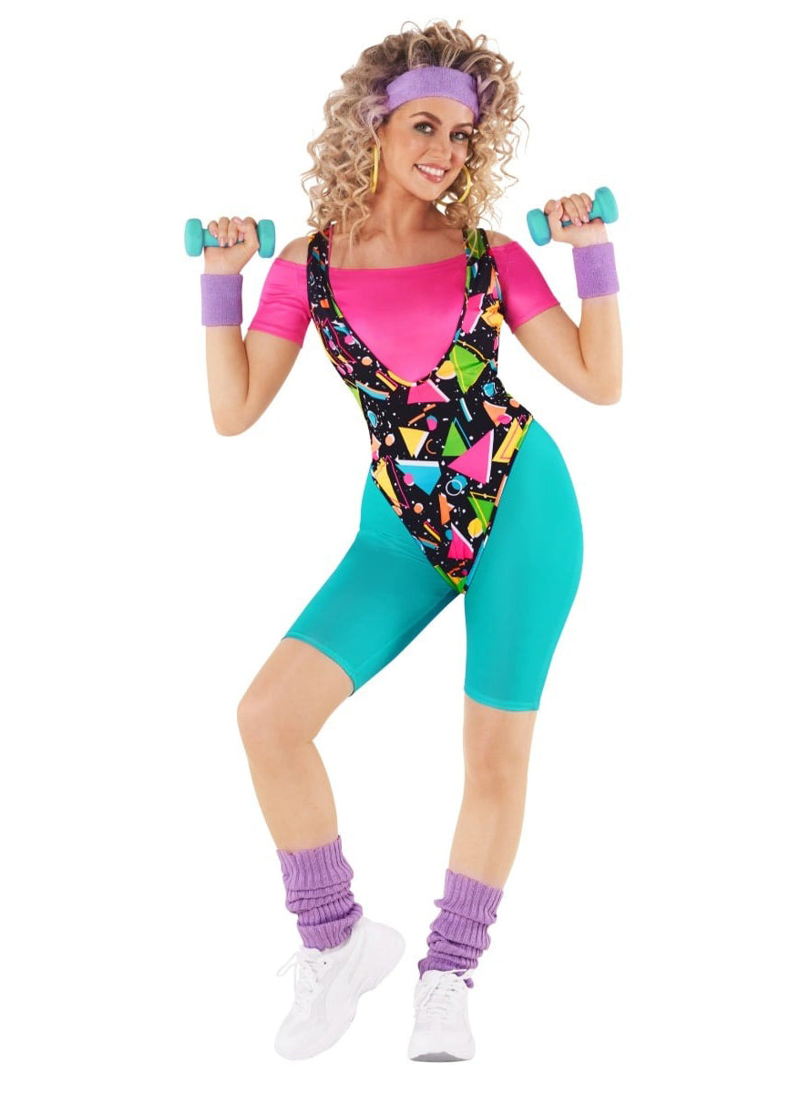80s Womens Bright Aerobics Costume - Alternative Image
