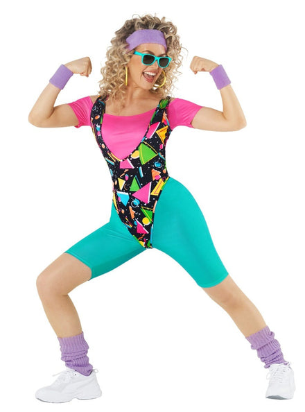 80s Womens Bright Aerobics Costume - Main Image