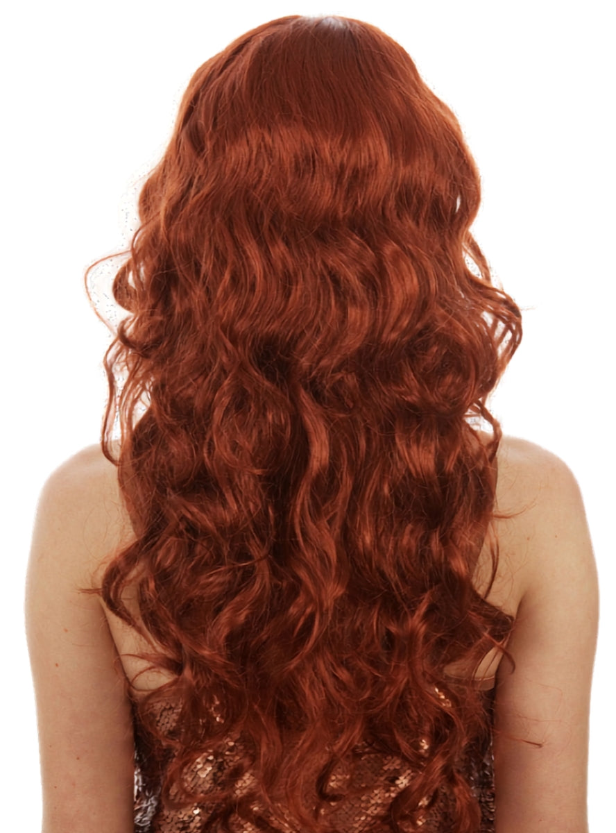 80s Auburn Goddess Womens Long Wavy Costume Wig - Side Image 1