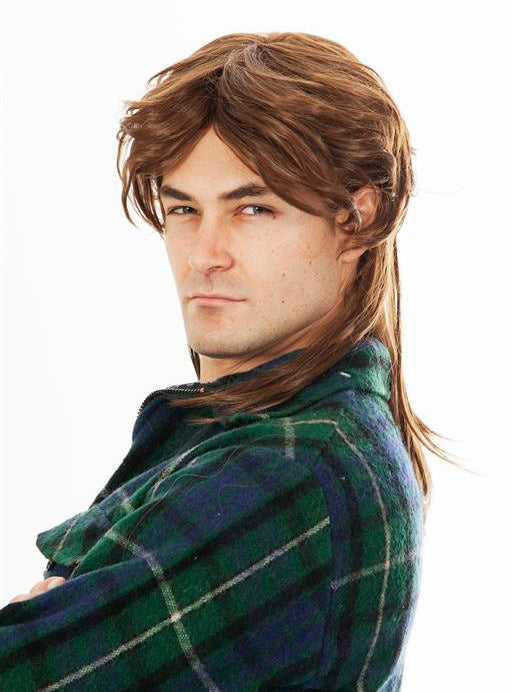 80s Mens Blonde Bogan Mullet Costume Wig - Alternative Image