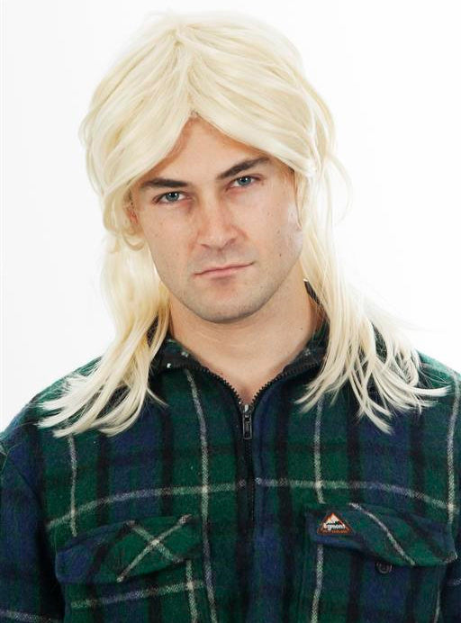 80s Mullet Mens Brown Costume Wig - Main Image