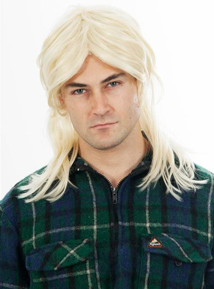 80s Mullet Mens Brown Costume Wig - Main Image