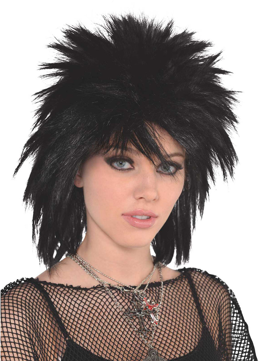1980s Womens Runaway Black Costume Wig - Main Image