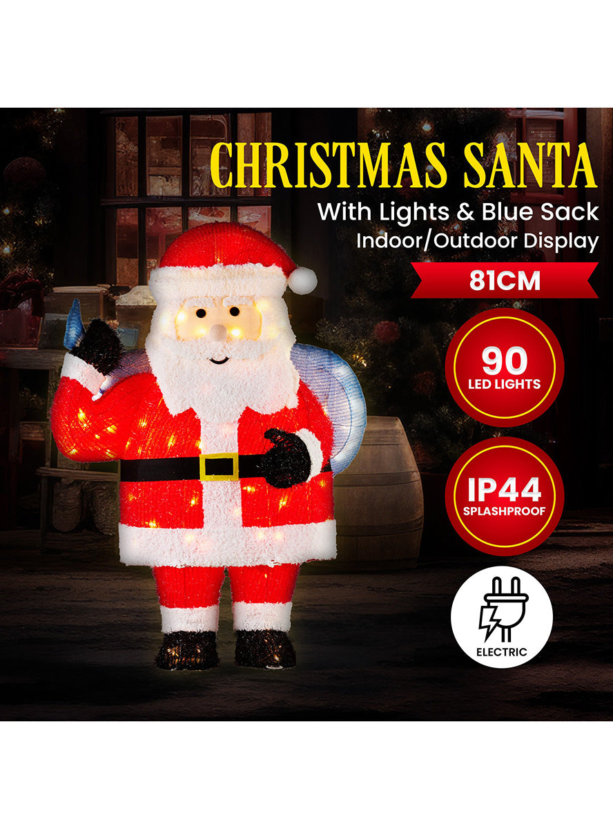 Light Up Christabelle Santa Claus Christmas Decoration 81cm - Details Image